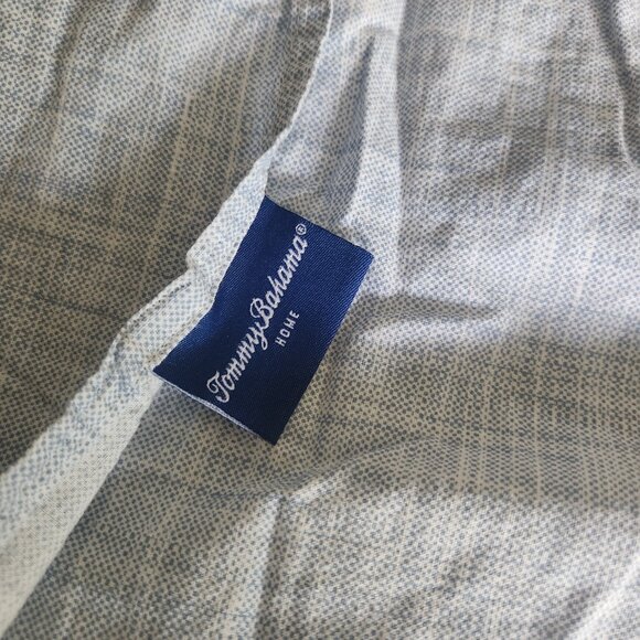 TOMMY BAHAMA ~ TWO (2) Quilted KING Pillow Shams Blue White Tropical Palm Leaf - Picture 3 of 4